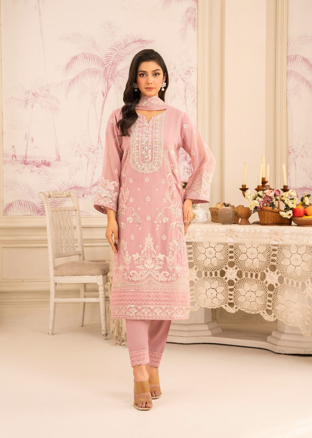Four Season Boutique MEHAK CHIFFON PINK Women 3pcs