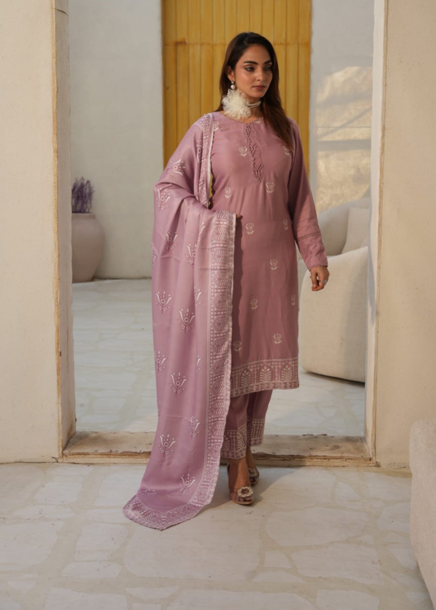 Designer Rack linen embraided soft mauve Women 3pcs