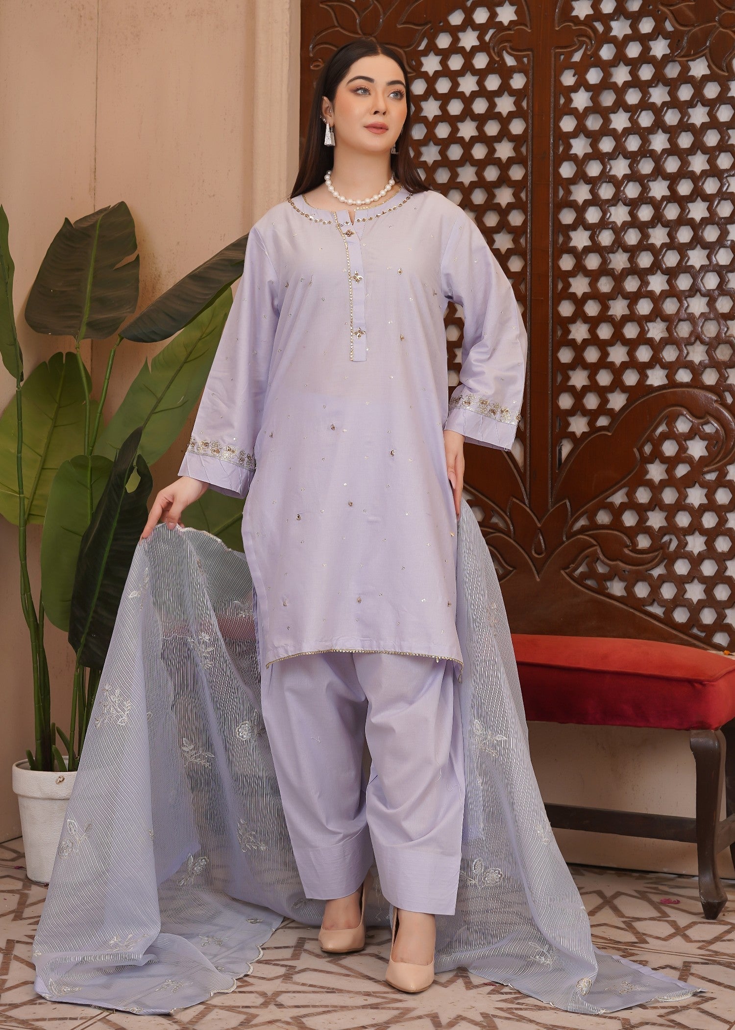 Waniya Awais WAF D10 (Farshi Shalwar) Women 3pcs