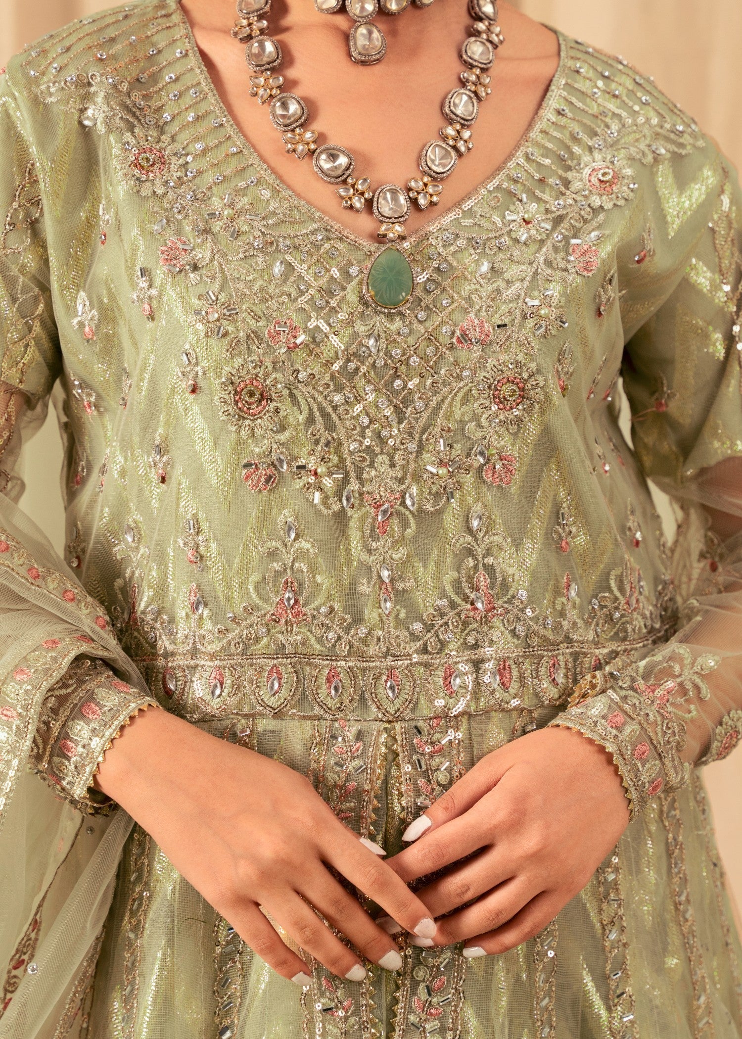 Four Season Boutique DILJAAN PISTA GREEN GOLD Women 3pcs