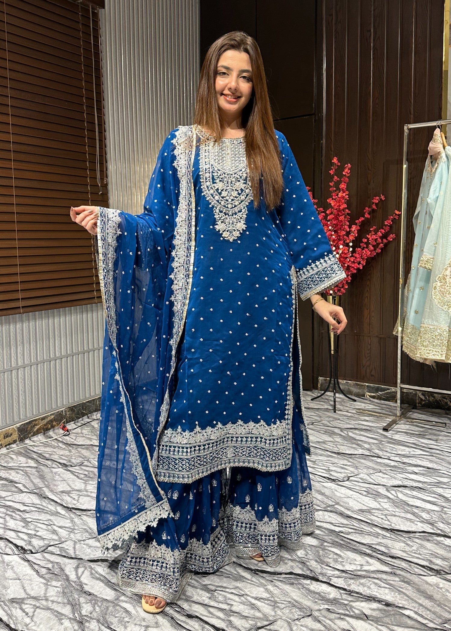 Four Season Boutique HASEENS FARSHY TEAL BLUE Women 3pcs