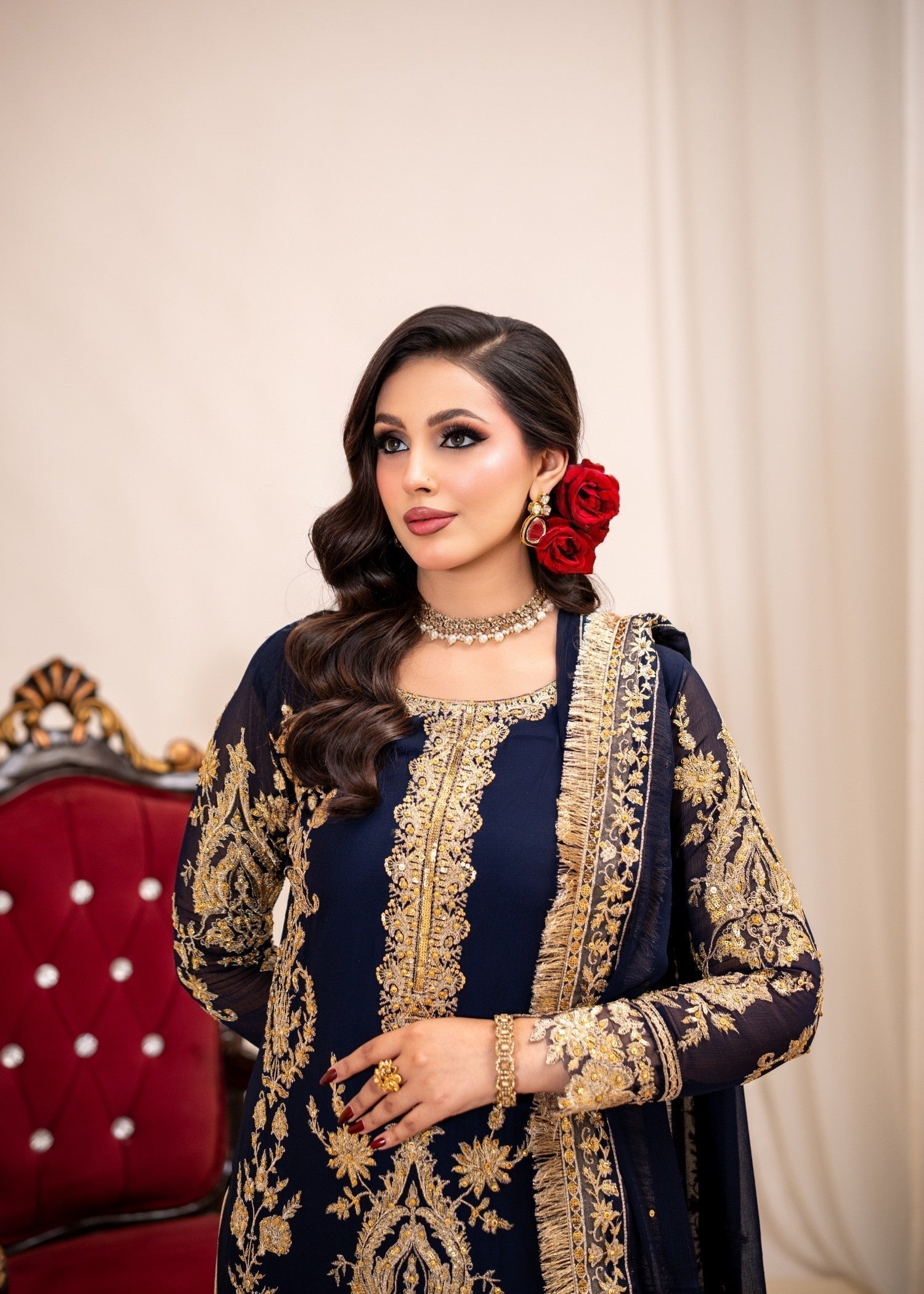 Alyssa Navy blue suit ALL402 Women 3pcs