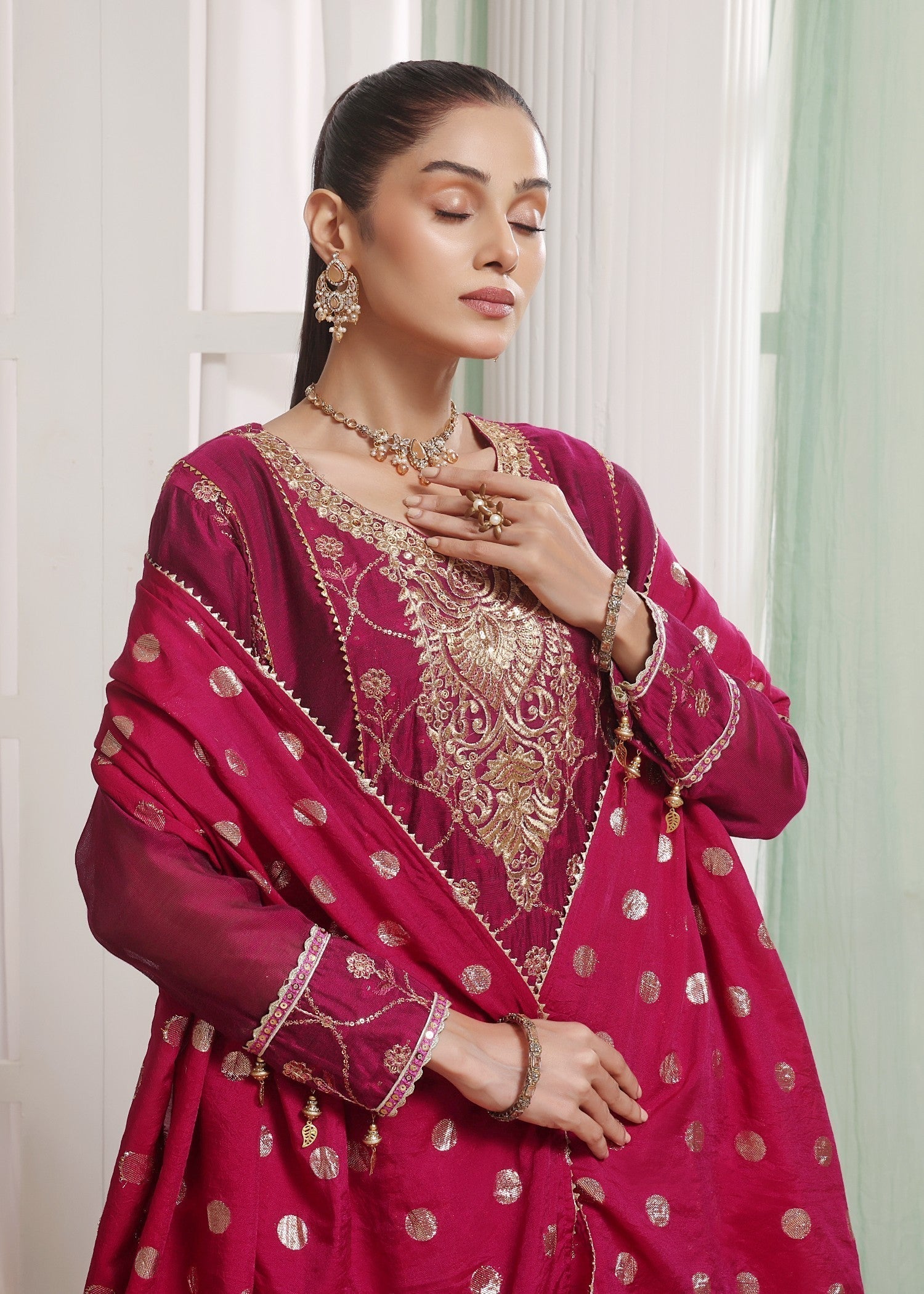 Madiha Gohar Gul e Gulnaar Khaadi Net Premium Pishwas with Ajar Women 4pcs