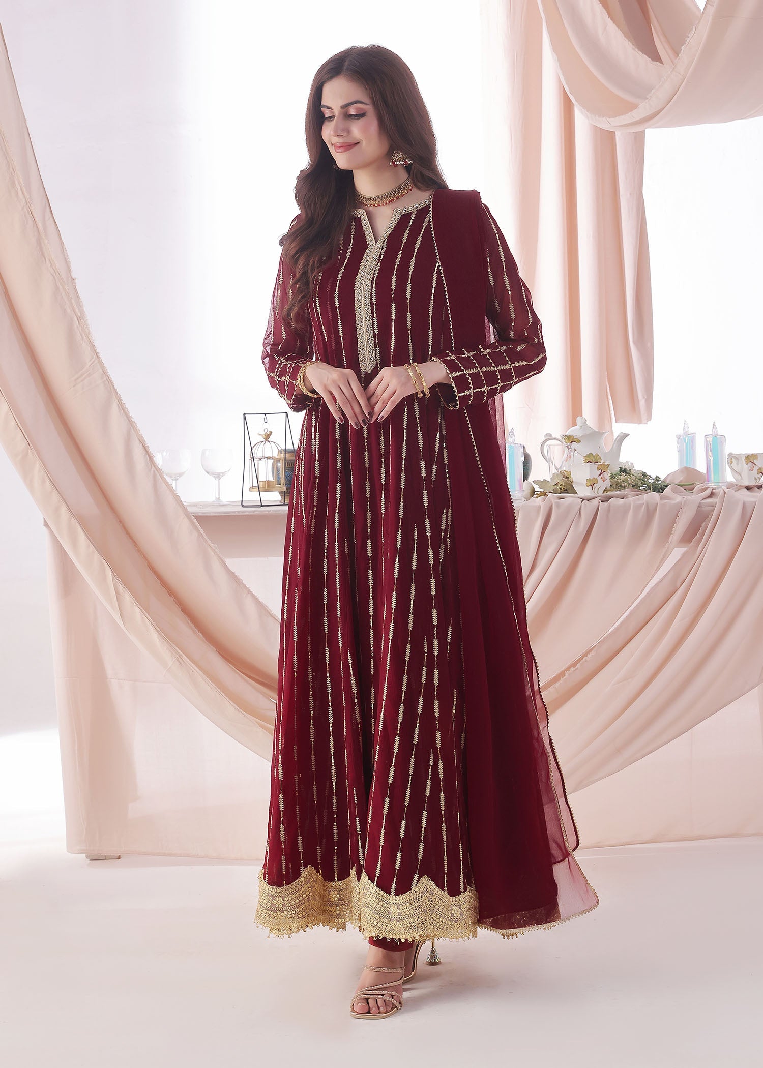 Ayesha Closet SADAF MAROON Women 3pcs
