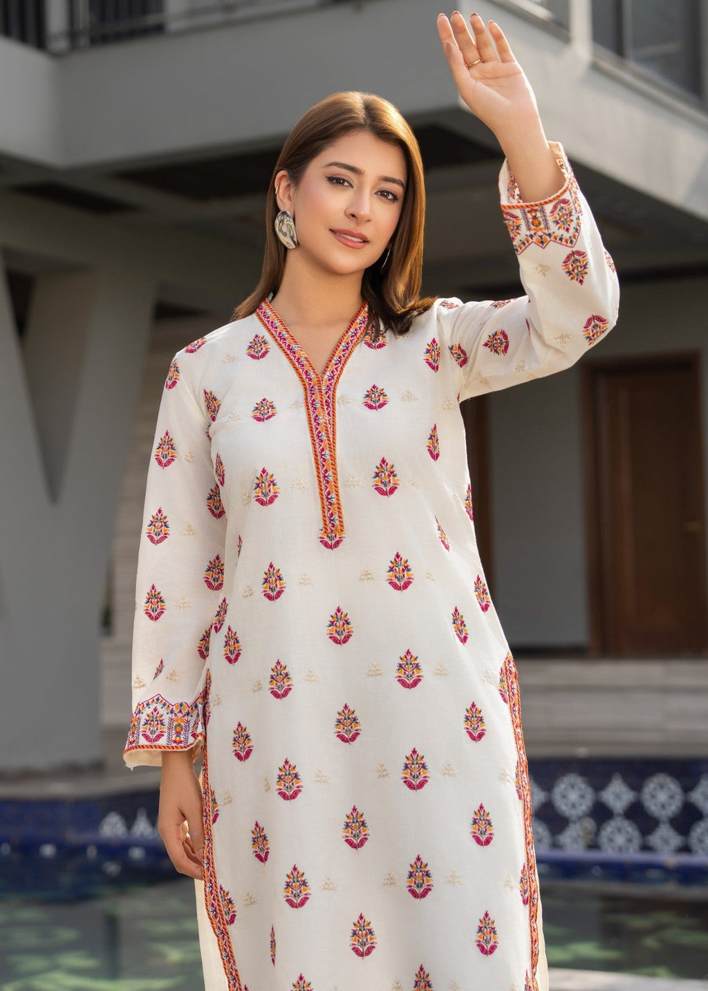 Sahibas By Mirza Violet ( Off White ) Women 2pcs