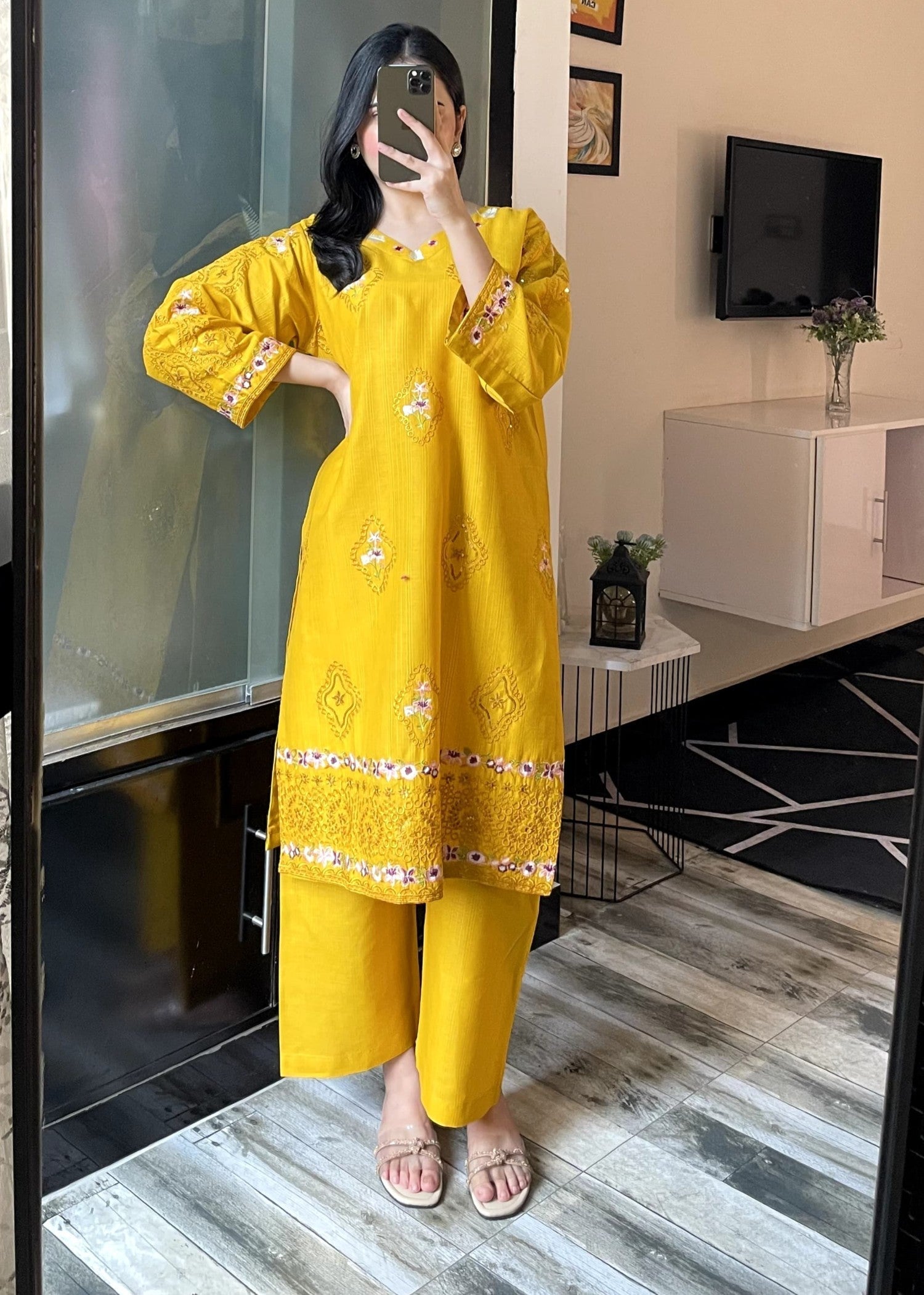 Tehzeeb Libas NOIR BLOOM MUSTARD Women 2pcs