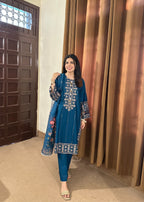 Attirepret Cobalt Blue Ready to Wear Cotton Suit Women 3pcs