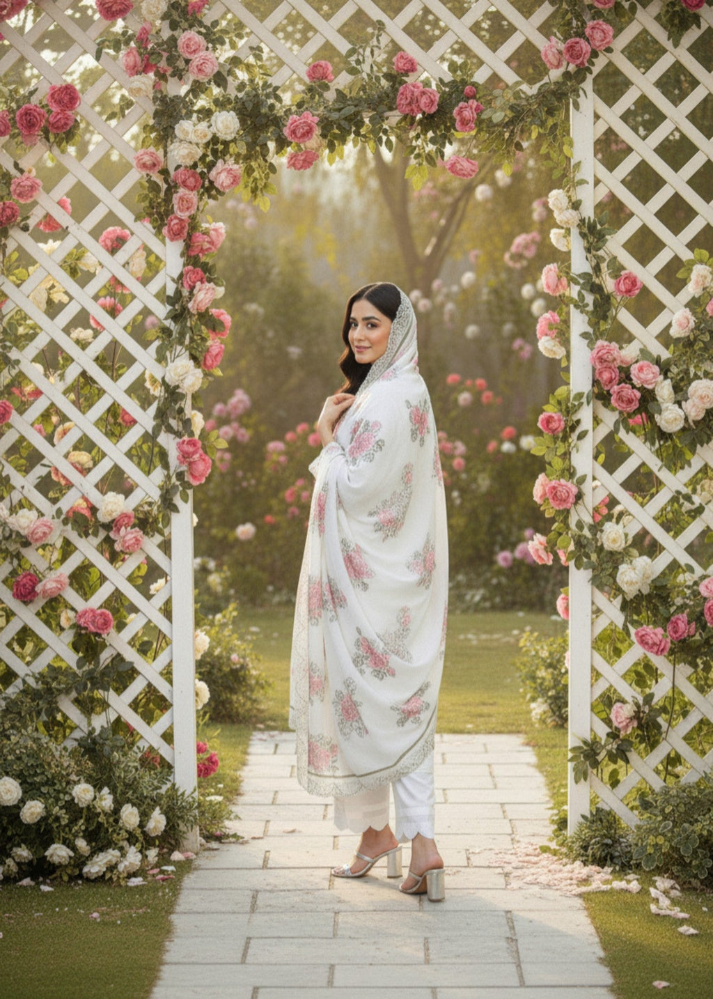 MMG Garments FLORAL| LINING ORGANZA KURTA SET MMG 1039 Women 3pcs