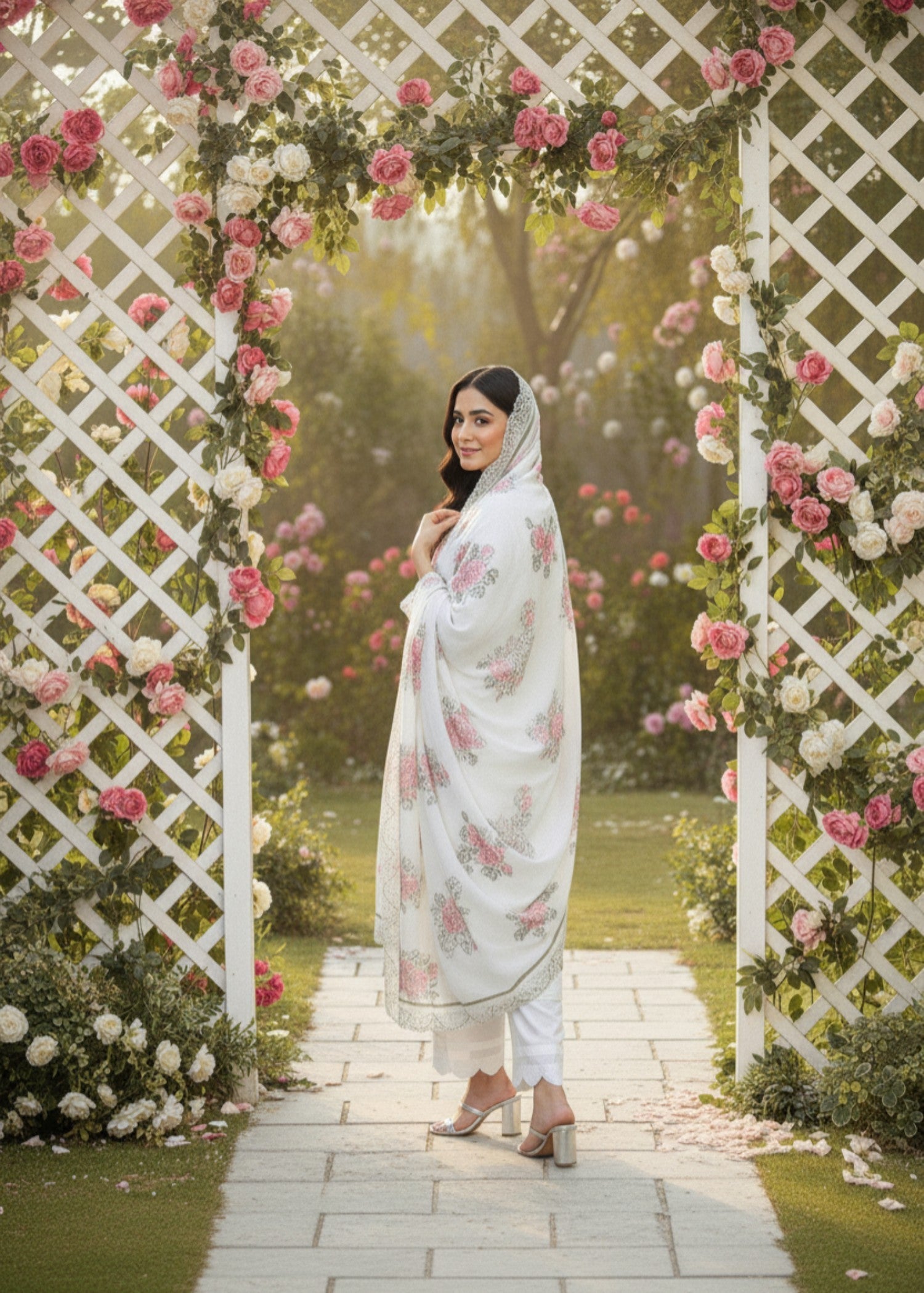 MMG Garments FLORAL| LINING ORGANZA KURTA SET MMG 1039 Women 3pcs