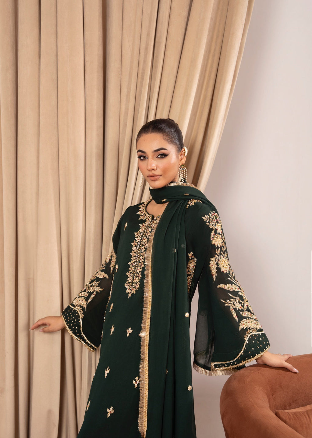 Maira Fashion Bottle green kurta set Women 4pcs