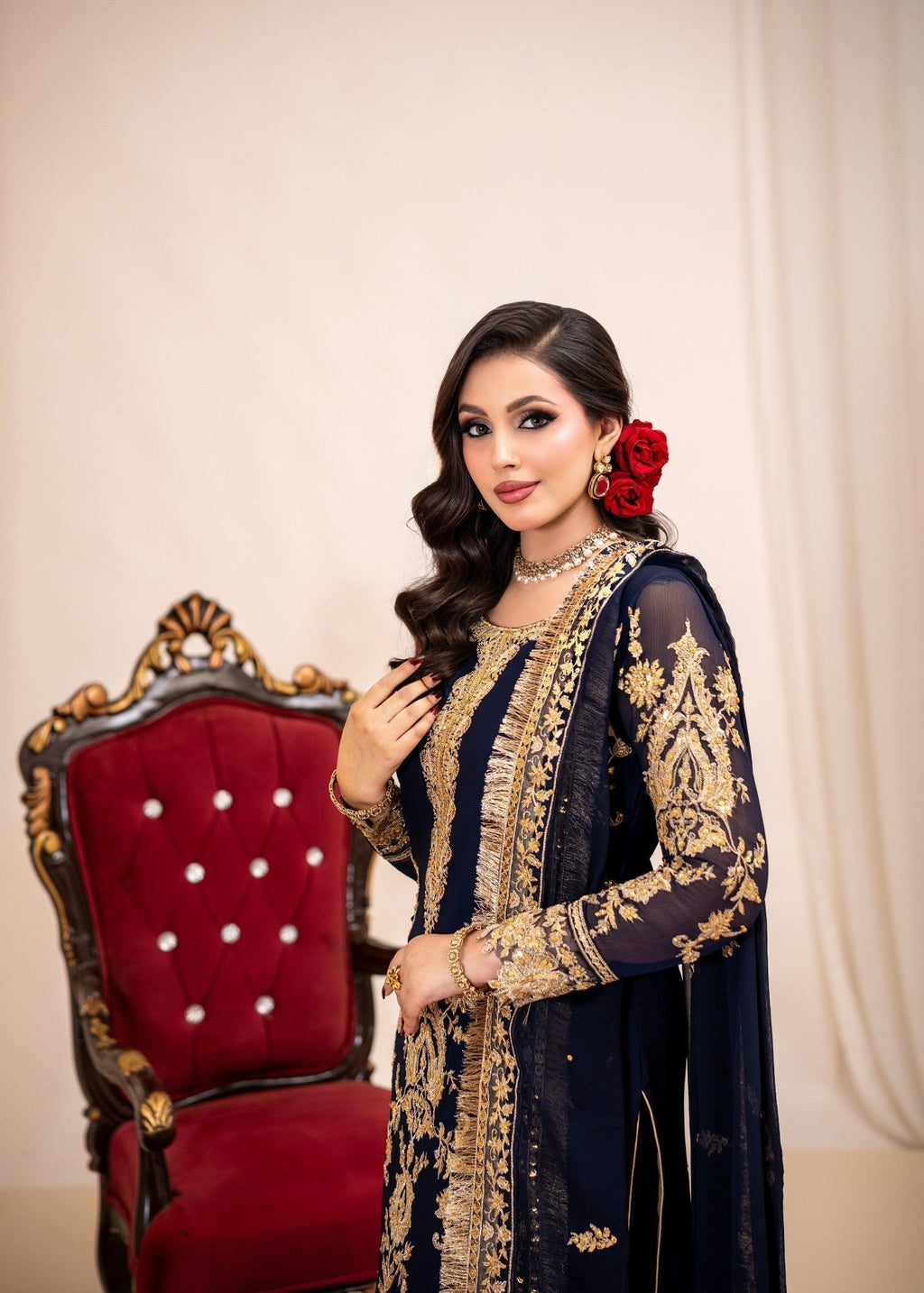 Alyssa Navy blue suit ALL402 Women 3pcs