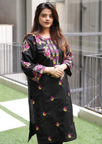 Tehzeeb Libas SOHNI BLACK EMBROIDERED Women 2pcs