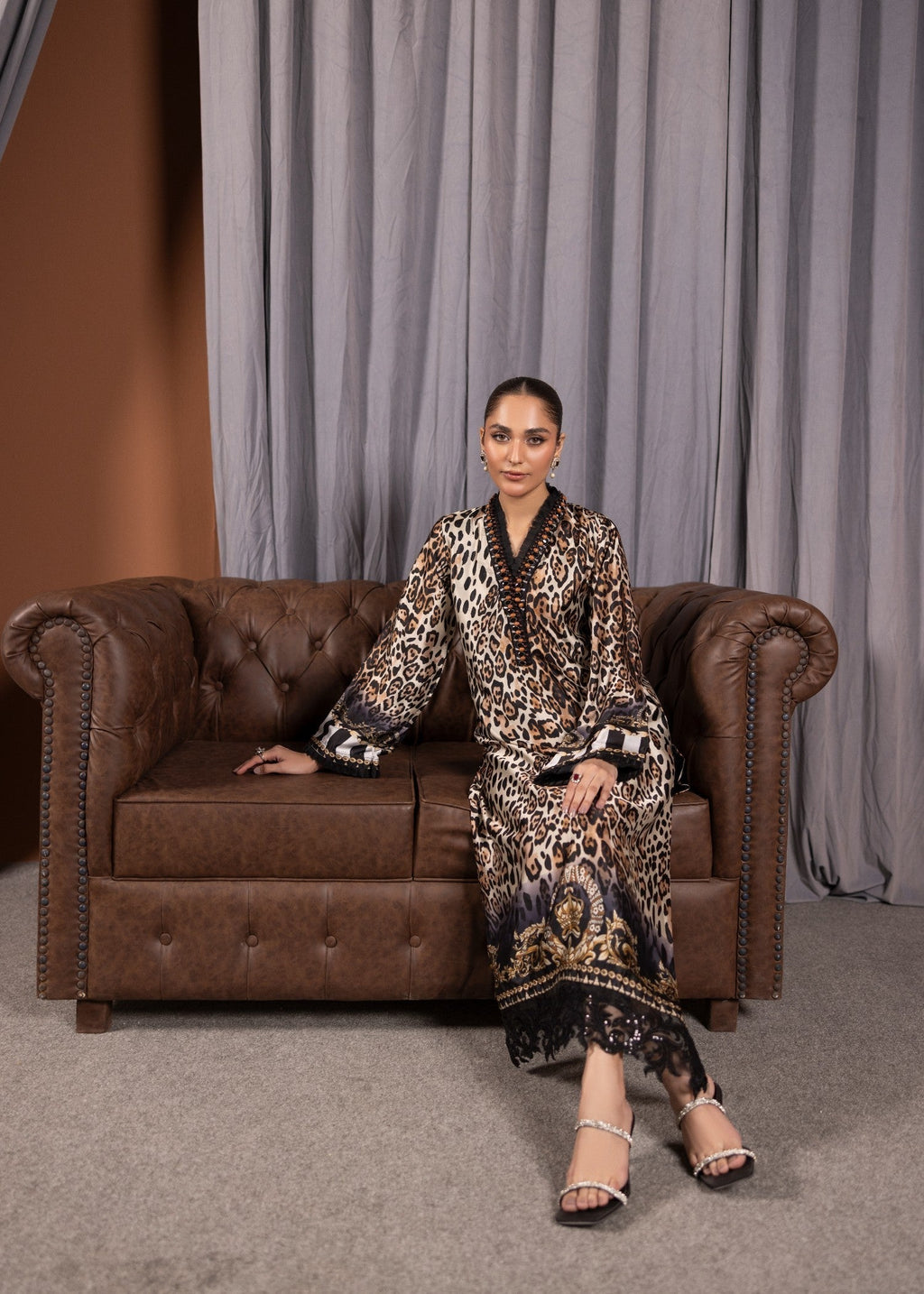 Alyssa LEOPARD PRINT SILK ALN22 Women 2pcs