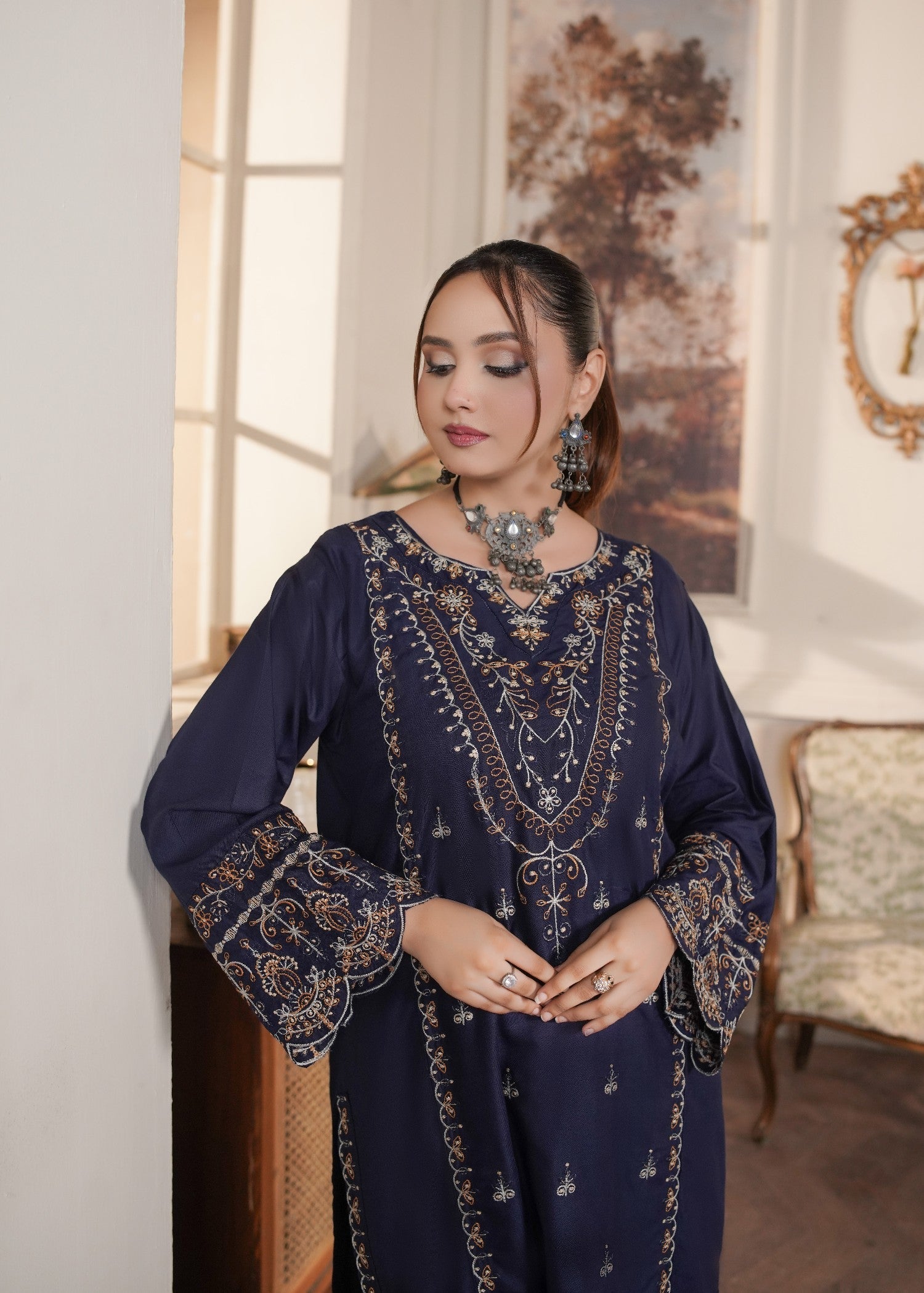 Gulposh Momal (Embroided ) Blue Women 2pcs