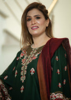 Hayati Collections Pure Cotton |Embroidery with Delicate Bead Detailing | Dark Green Women 3pcs
