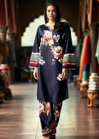 Fabbywear Dori Co ord (Shirt & Trouser) Navy Blue Women 2pcs