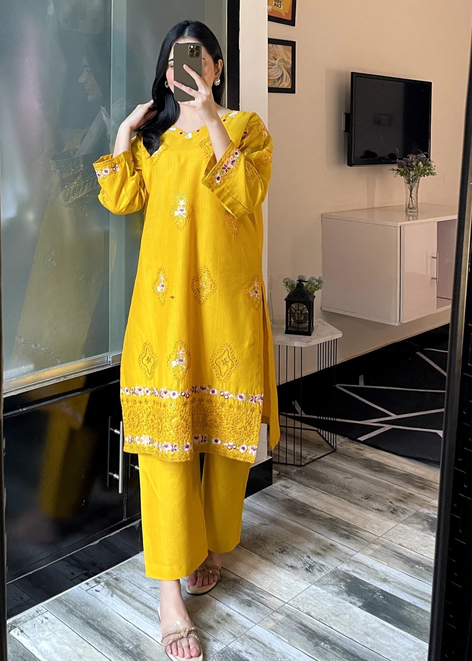 Tehzeeb Libas NOIR BLOOM MUSTARD Women 2pcs
