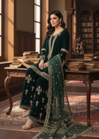 Pehnawa By Bin Akram’s Dark Green Regalia | Velvet Women 3pcs