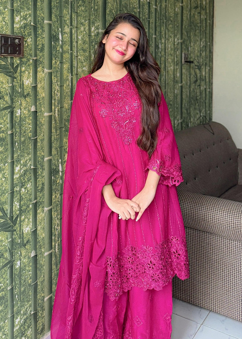 Inaaya Fashion Anoushah Shockin Pink Women 3pcs