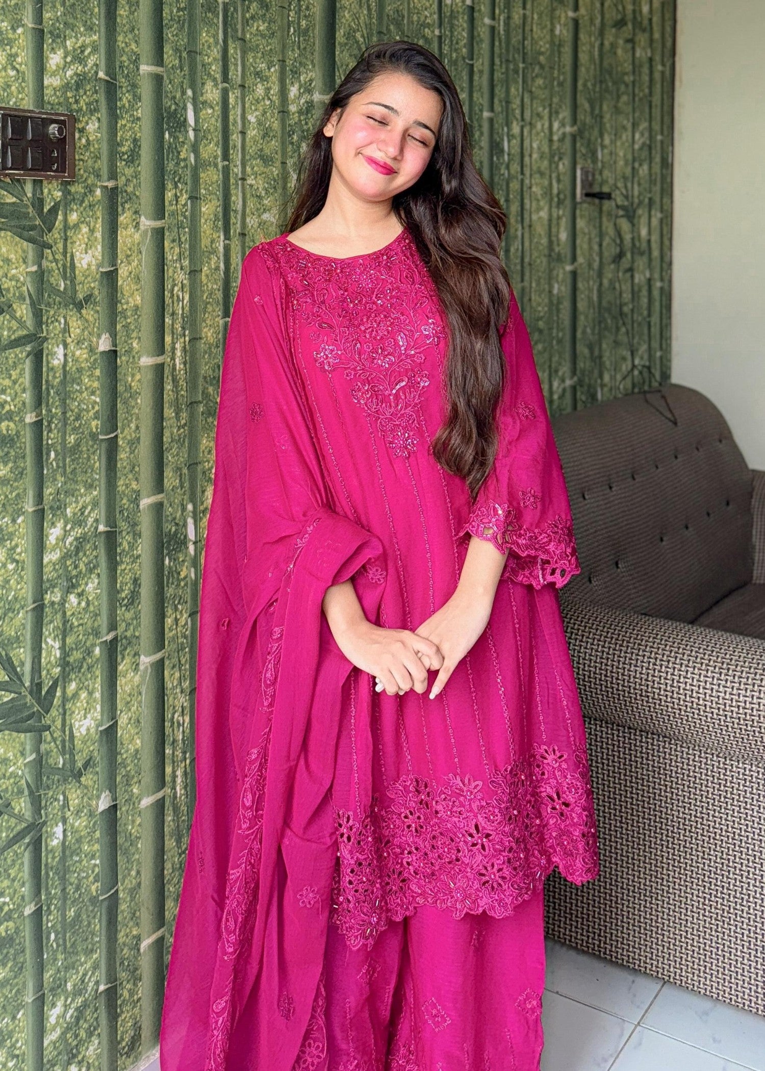 Inaaya Fashion Anoushah Shockin Pink Women 3pcs