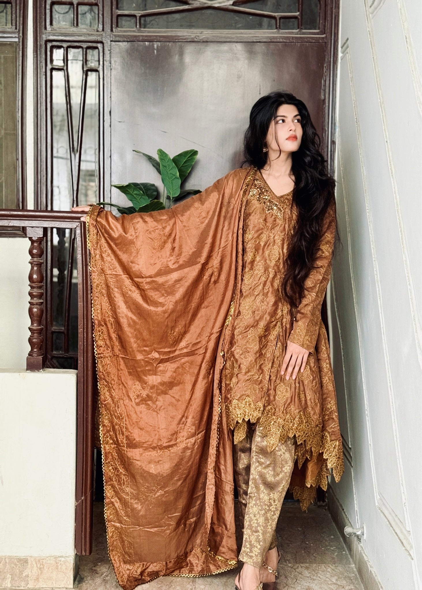 MMG Garments RAQS E GUL|SILK LUXURIOUS EMBROIDERED FROCK MMG 799 Women 3pcs