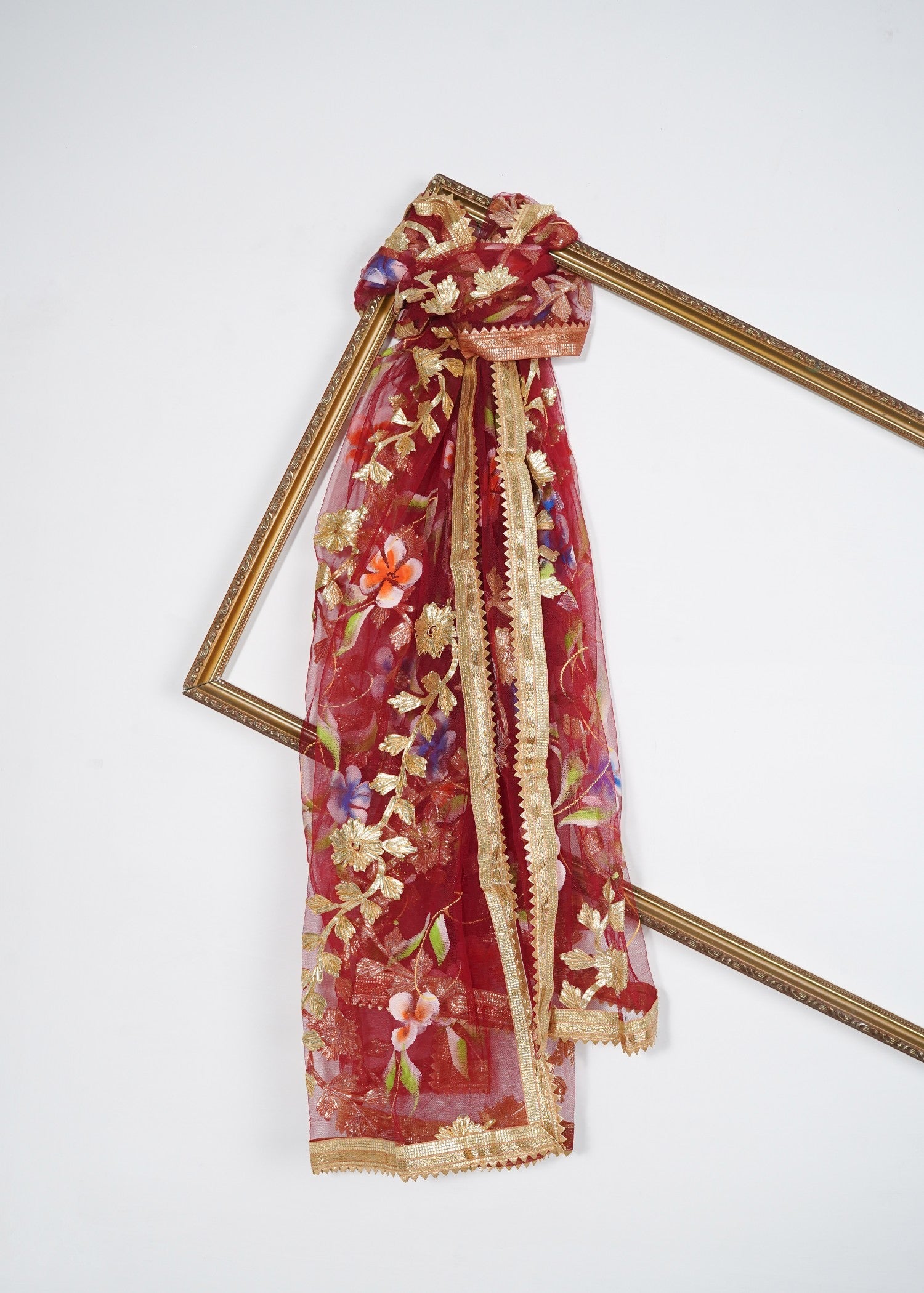 Silslay Empress Red Premium Hand painted Gotta work Dupatta Women 1pcs