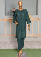 Suntex Fabrics CO ORDS Green Chikan Kari Women 2pcs