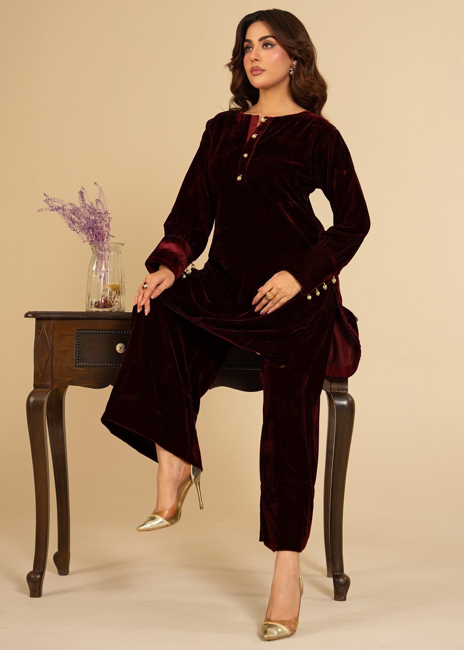 Momin Online Maroon Luxe Women 2pcs