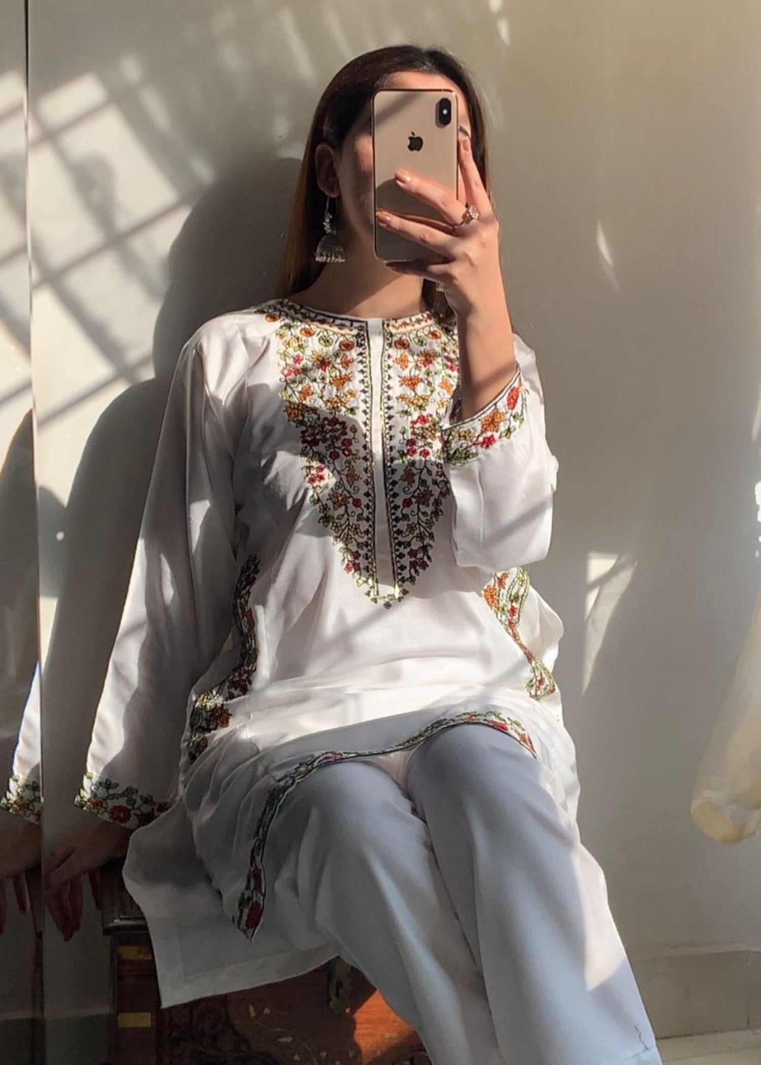 Sajfi Closet Biya White Embroidered Stitched Suit for Women Women 2pcs