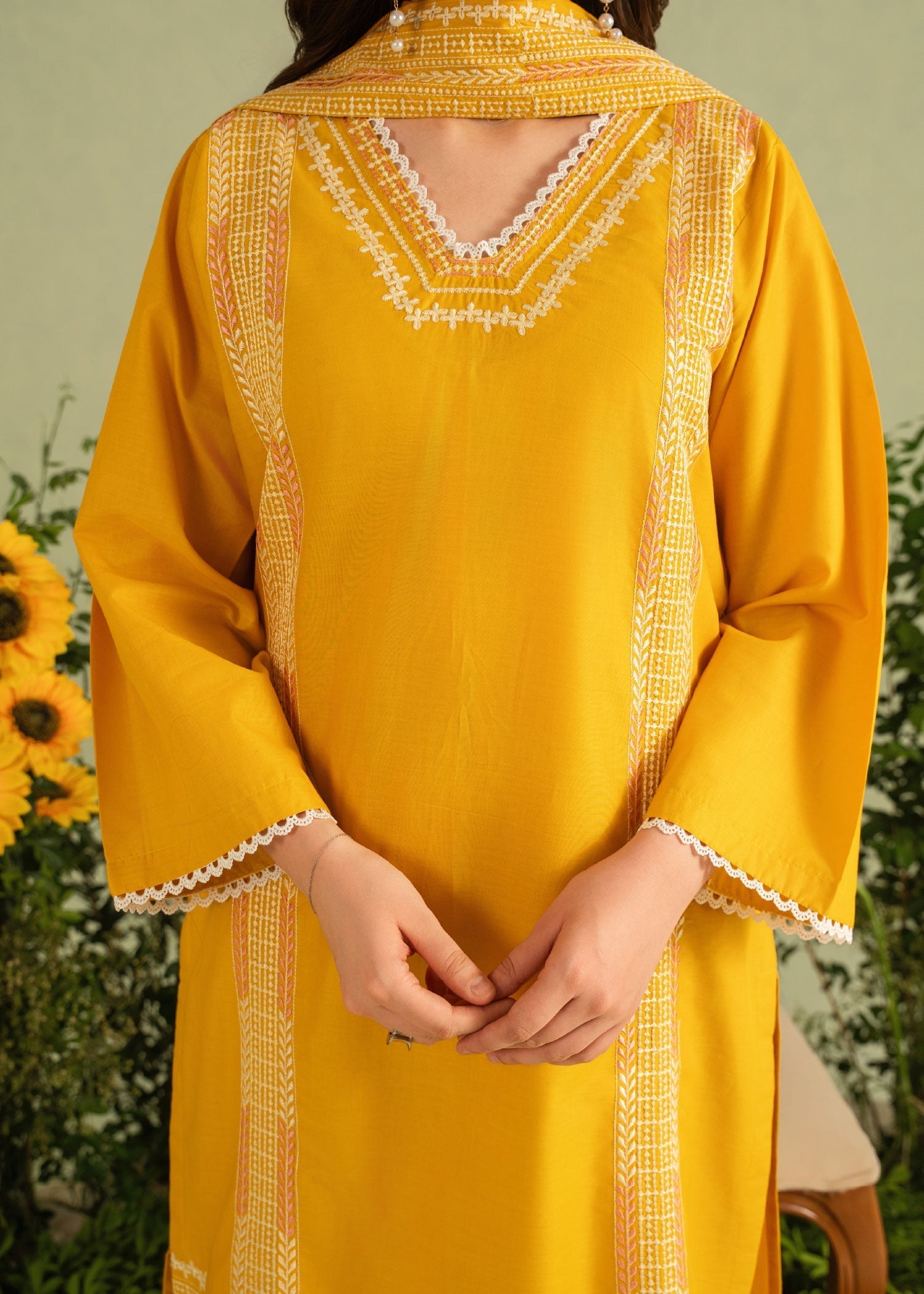 Chaudhary Arts Lime Embroidered Women 3pcs