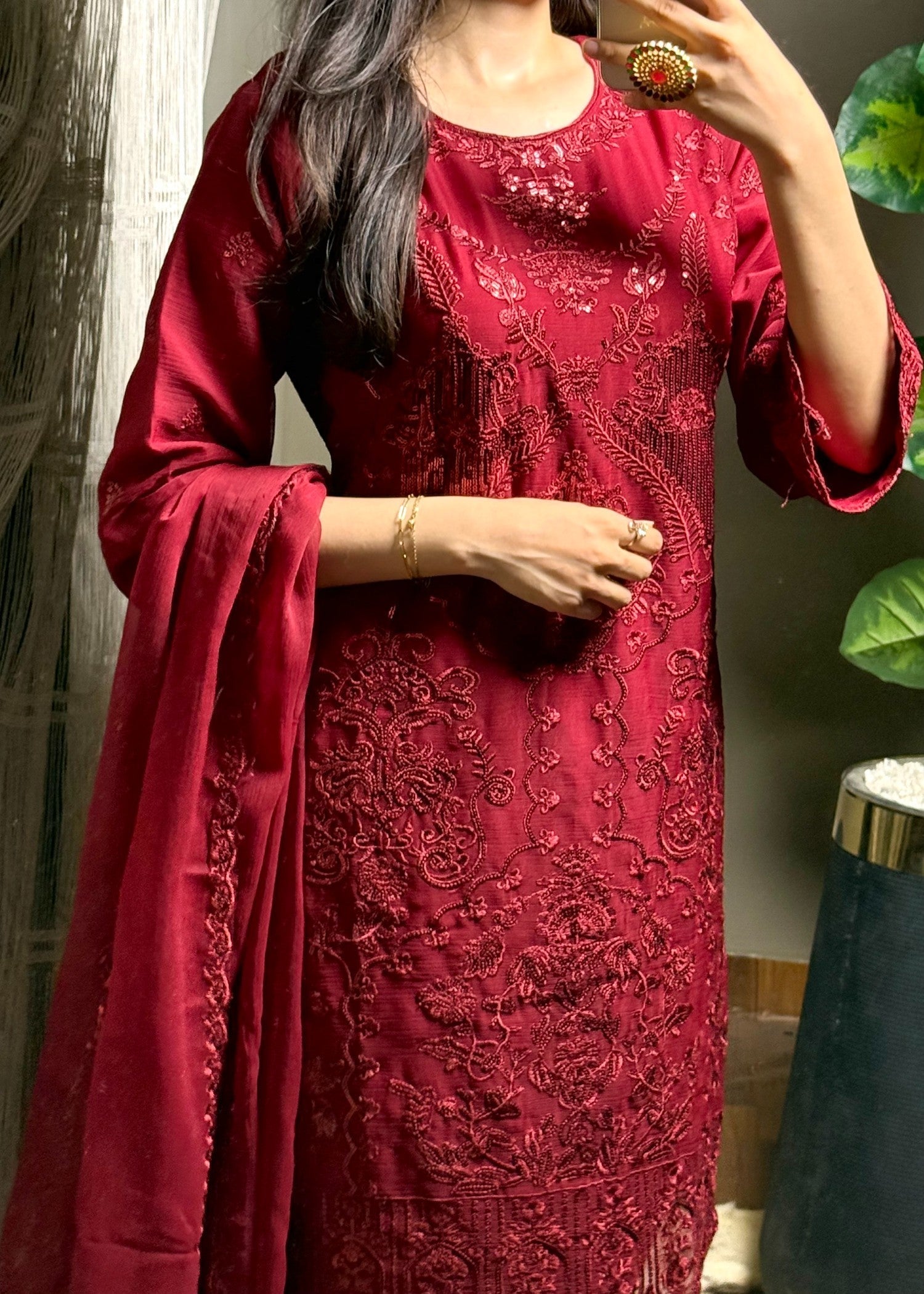 Four Season Boutique MOMAL CHIFFON MAROON Women 3pcs