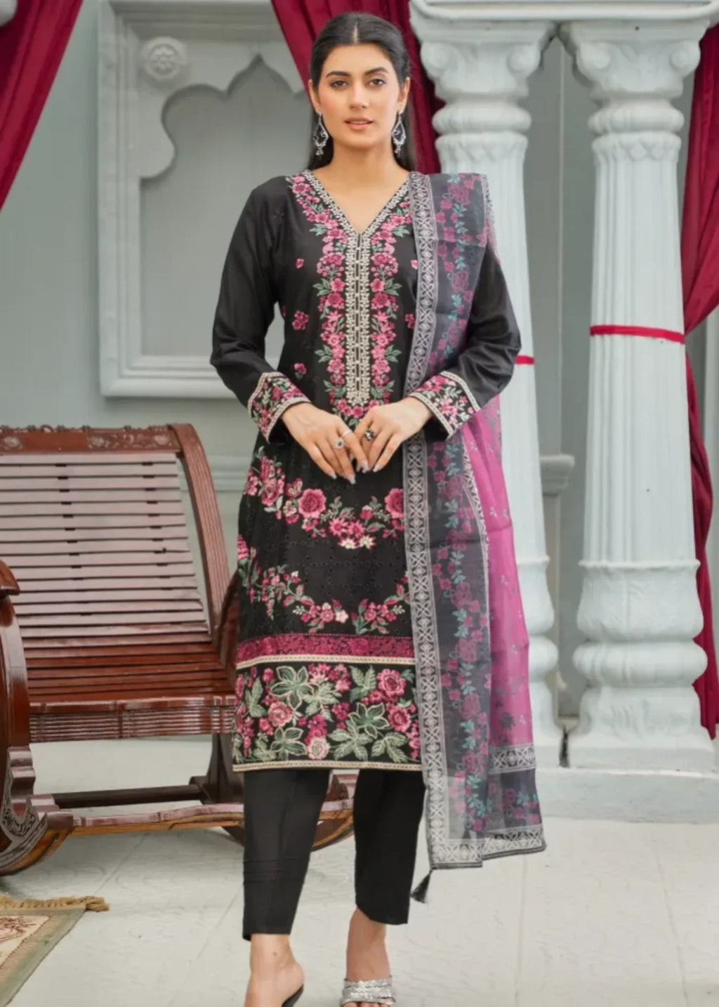 Designer Rack cotton black embraided Women 3pcs