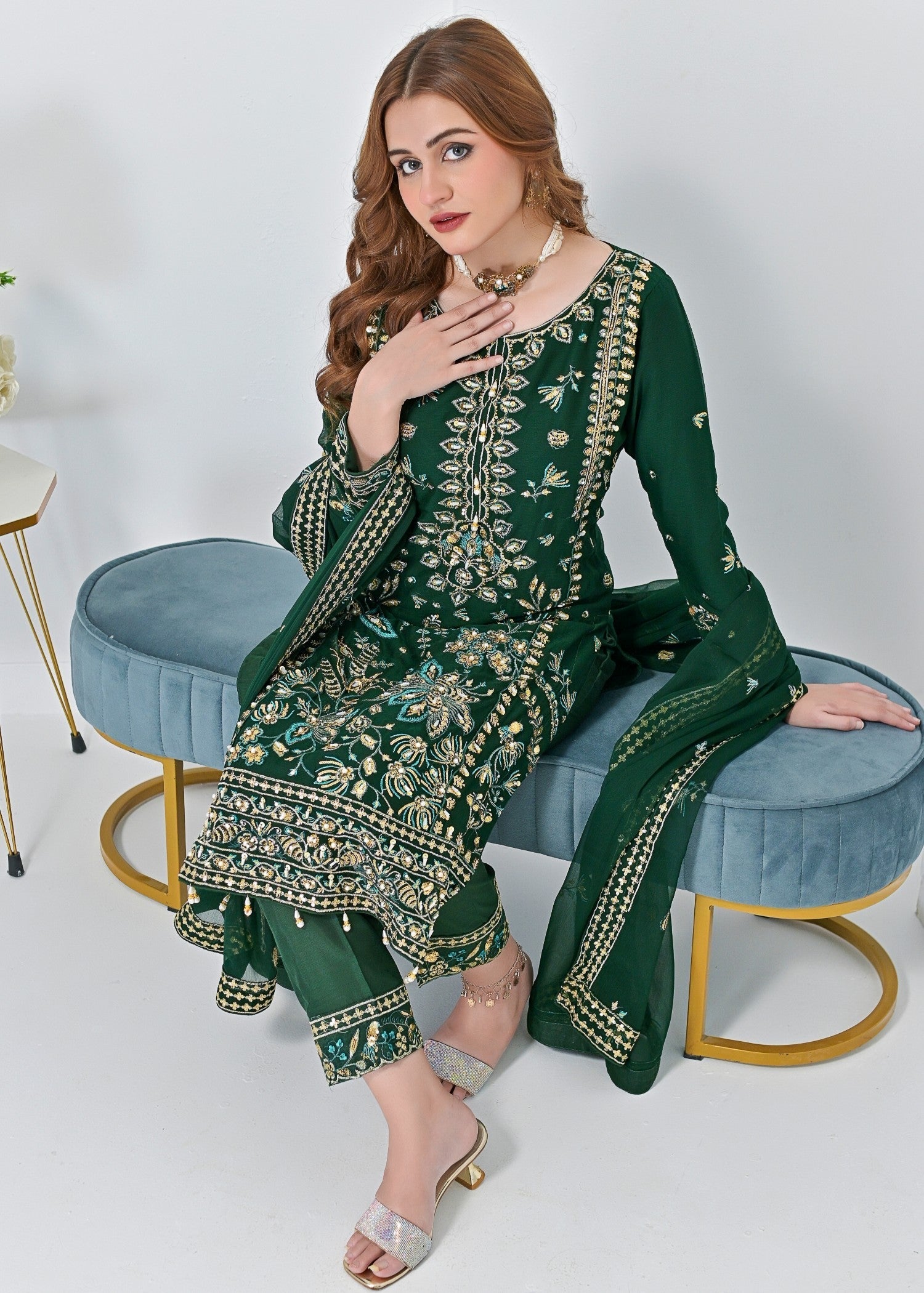Qasim Anwer By Chandni Bridals ADARA (GREEN) Women 3pcs