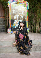 Rivaaj Fashion Stitched Handpaint Black Women 3pcs