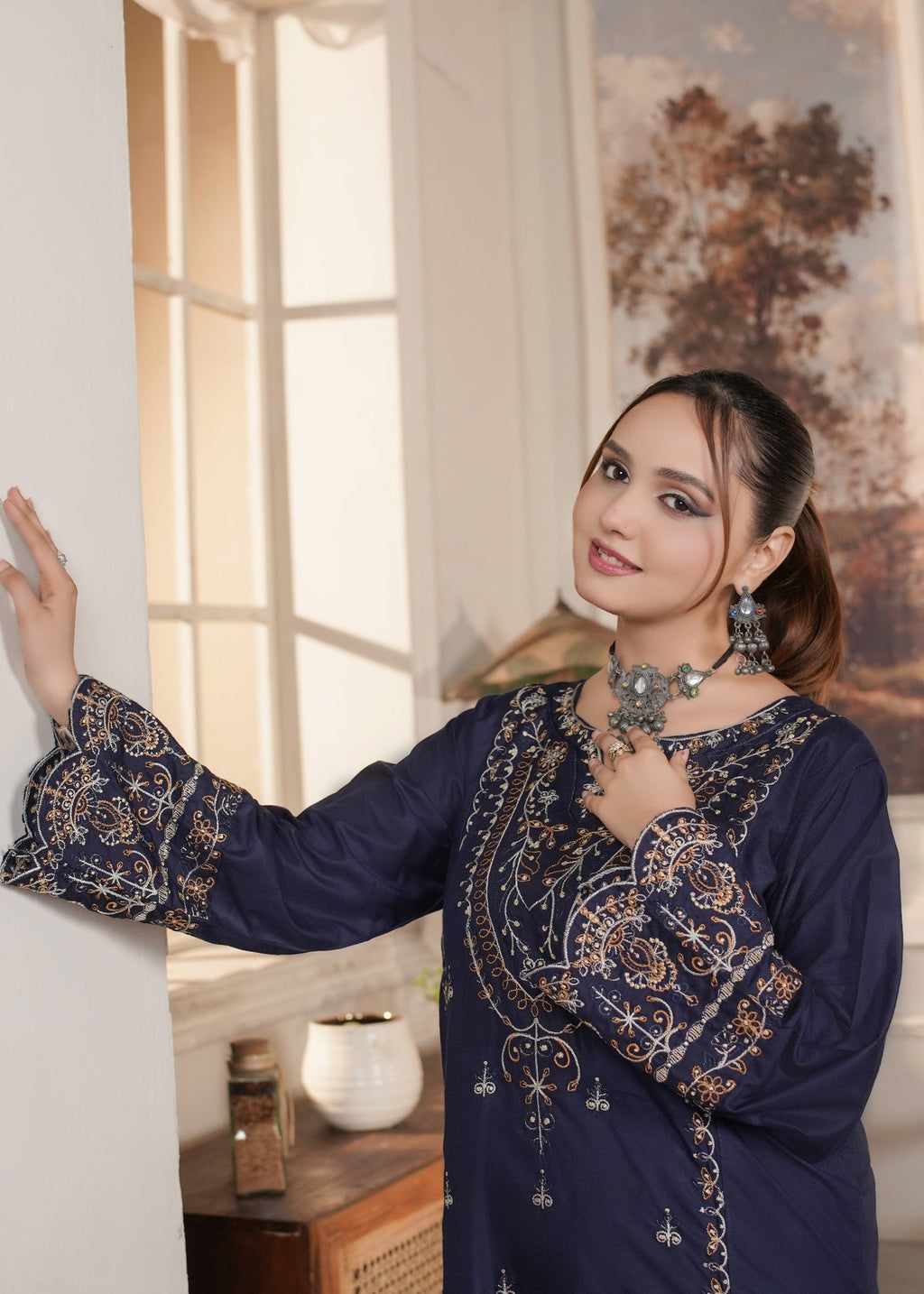 Gulposh Momal (Embroided ) Blue Women 2pcs