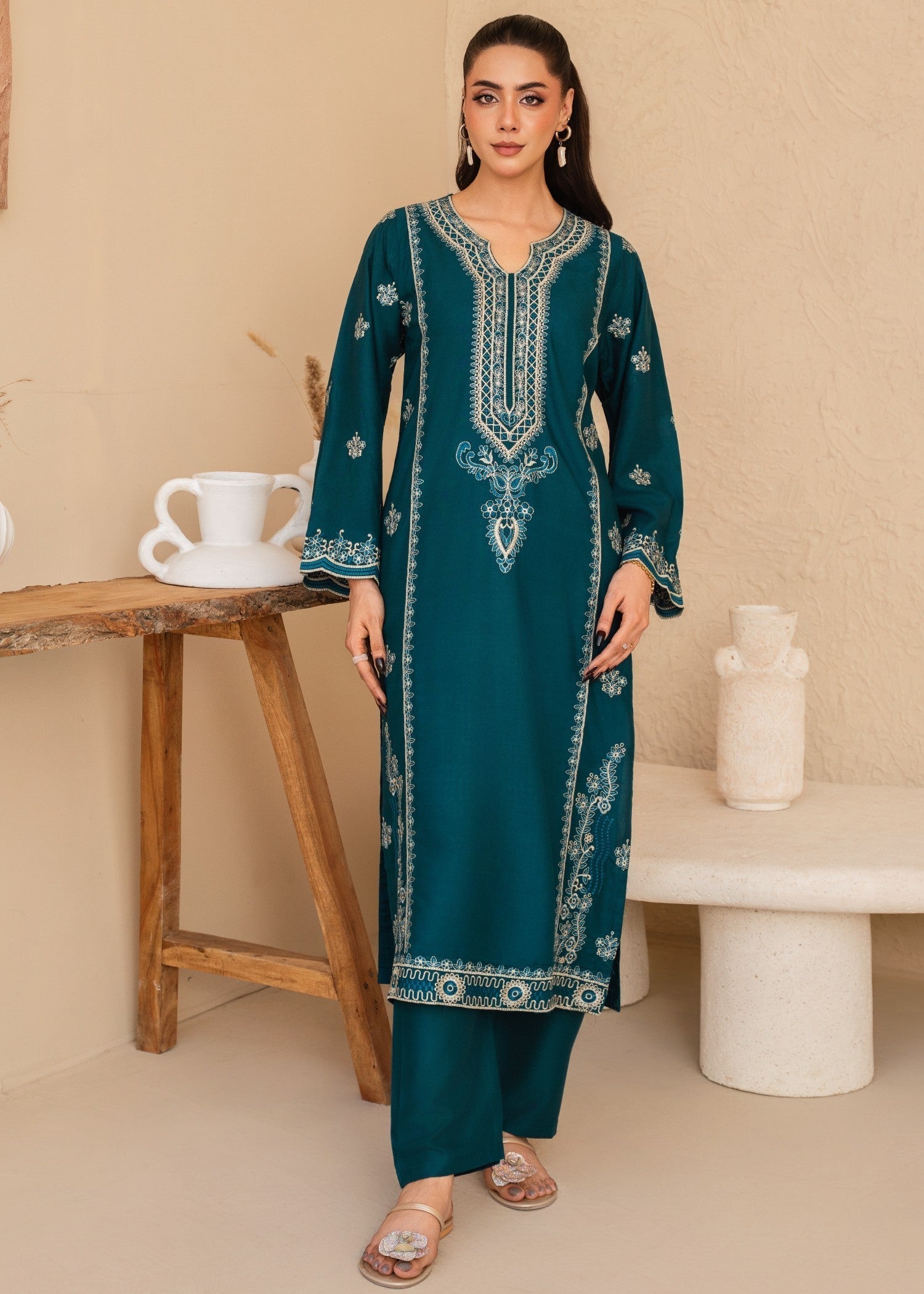Tehzeeb Libas SEA BLUE EMBROIDERED Women 2pcs