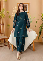 Sabahaats Zehra – Deep Sea Green Elegance in Embroidered Lawn Women 2pcs