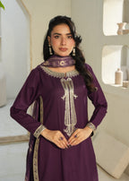 Designer Rack Dhanak embraided purple Women 3pcs