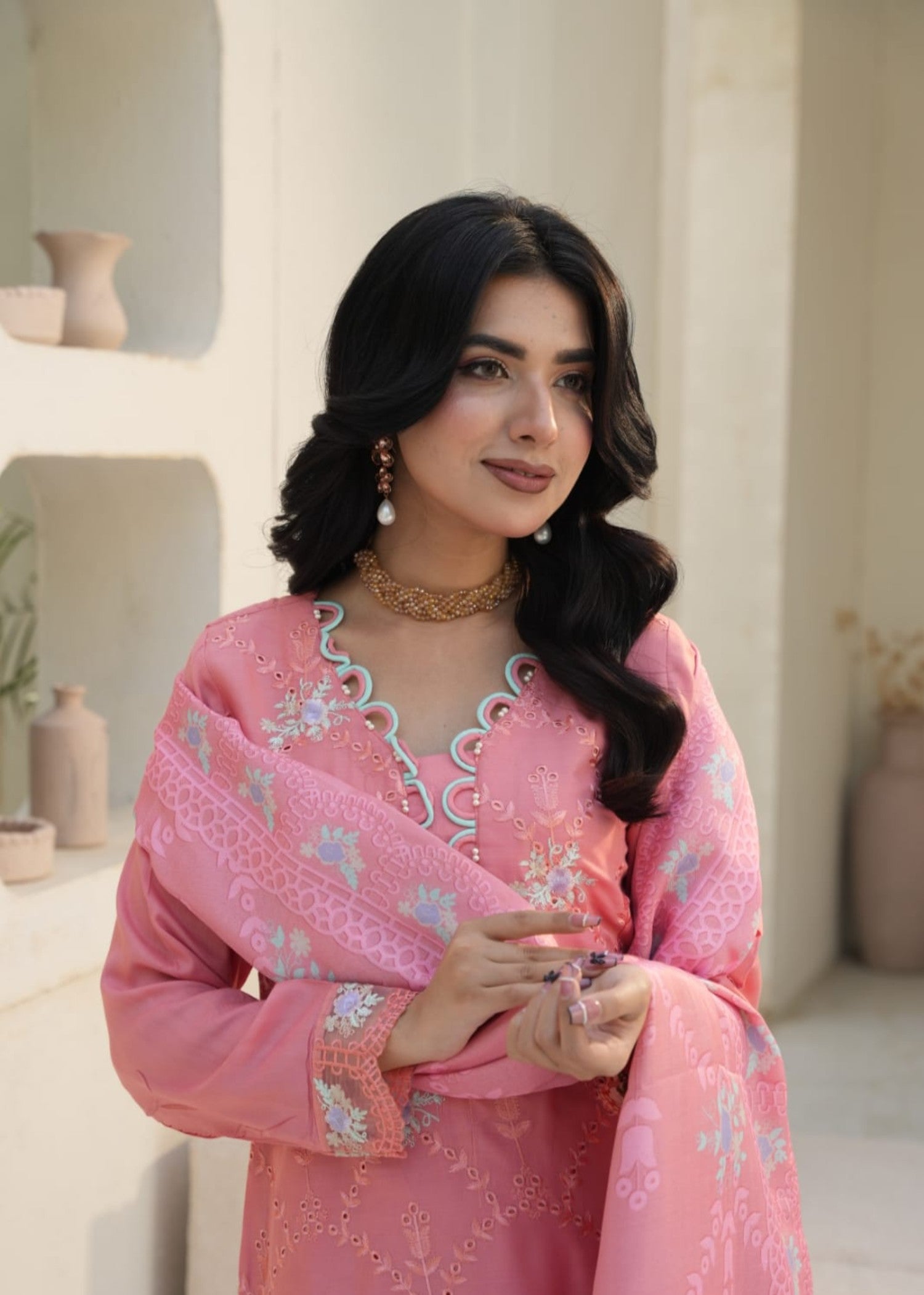 Designer Rack linen embraided peach Women 3pcs