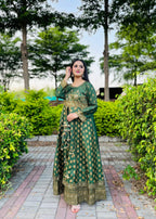 1 Mahoor Haven green maxi with potli Women 2pcs