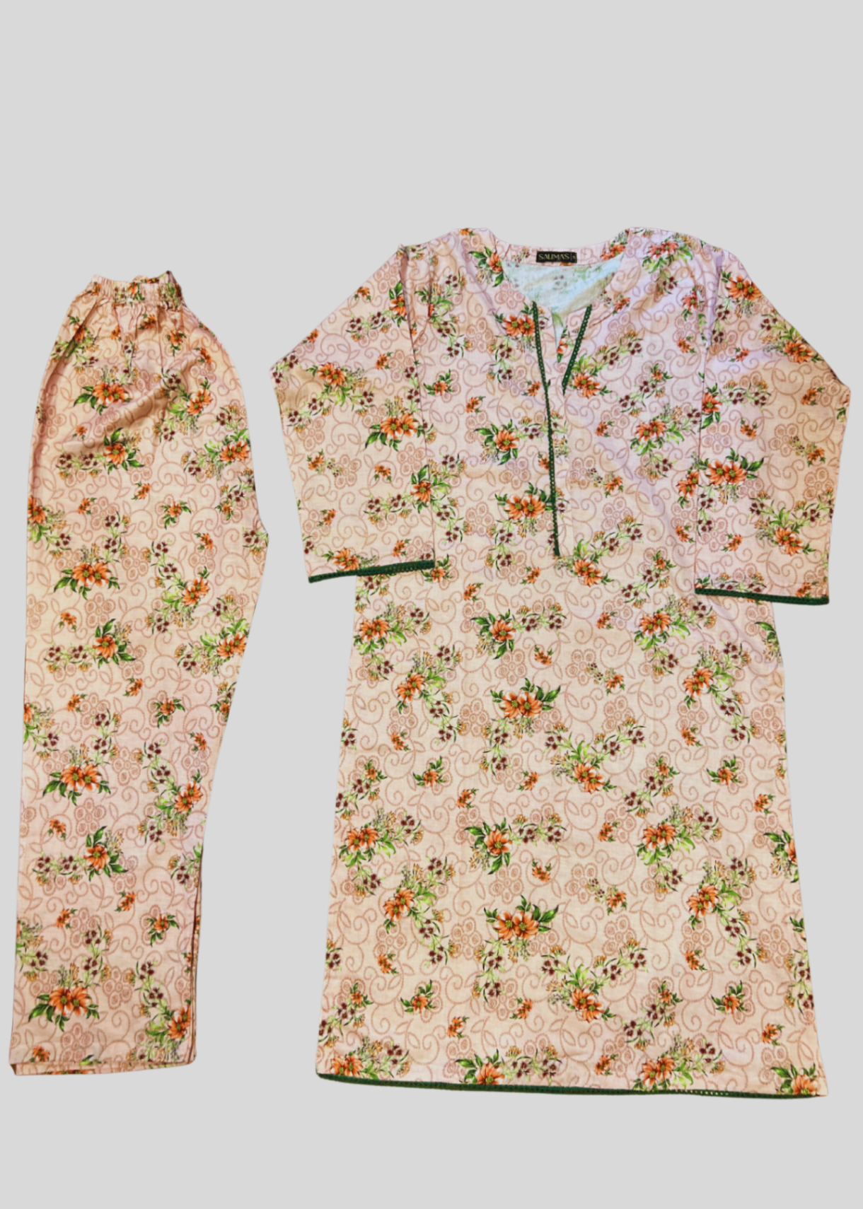 Salimas Lawn Stitched Suit – Elegant Pastel Floral Design Women 2pcs