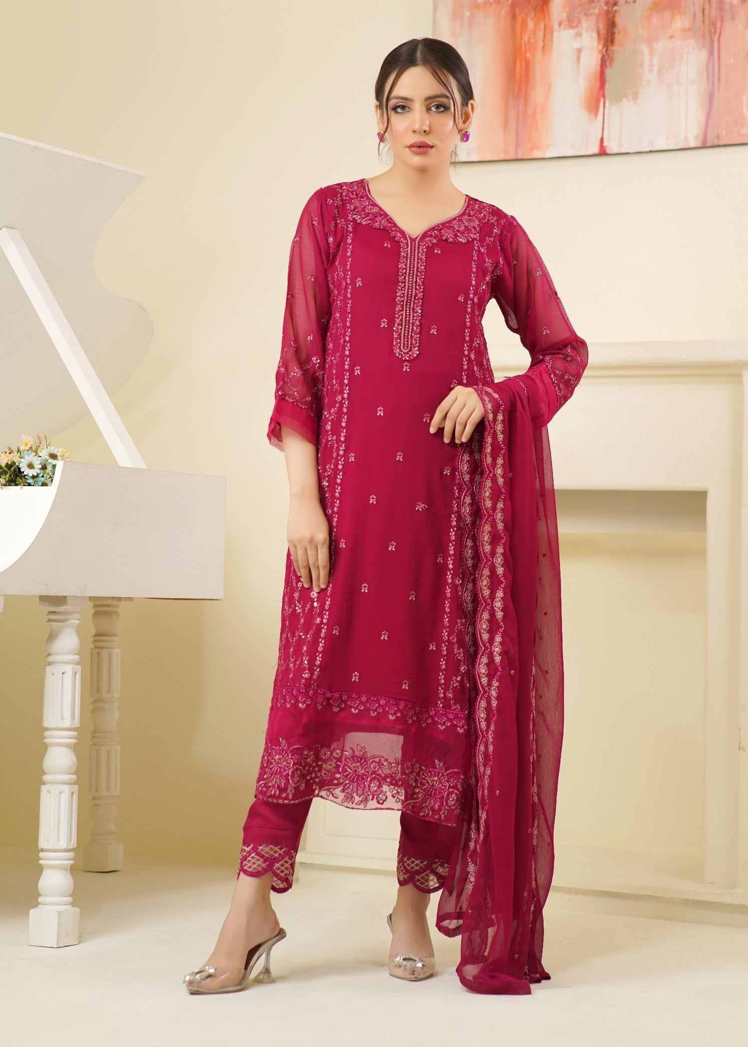 Rangoon Clothing Anooshay Hotpink Women 3pcs