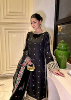 Suits By Sadia Black Silk Aneela Women 3pcs