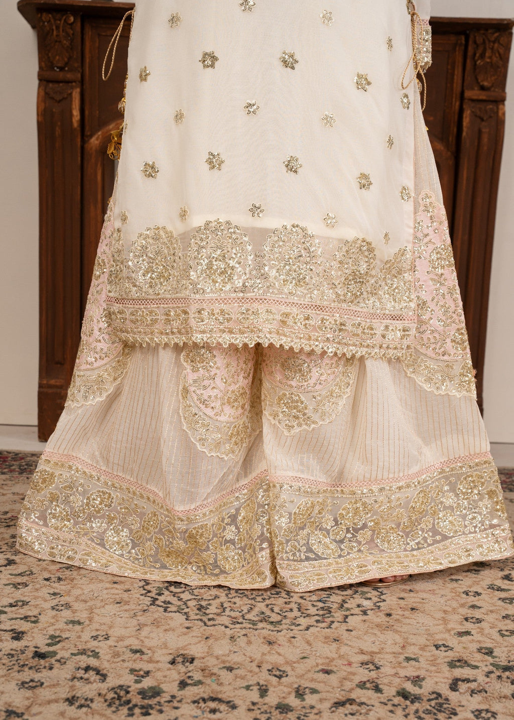 Four Season Boutique HASEEN PLAZZO CREAM Women 3pcs