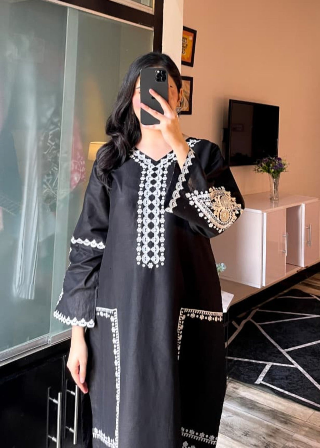 Tehzeeb Libas BLACK SPARKLE EMBROIDERED Women 2pcs