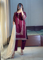 Ayesha B burgundy shanzy) Women 3pcs