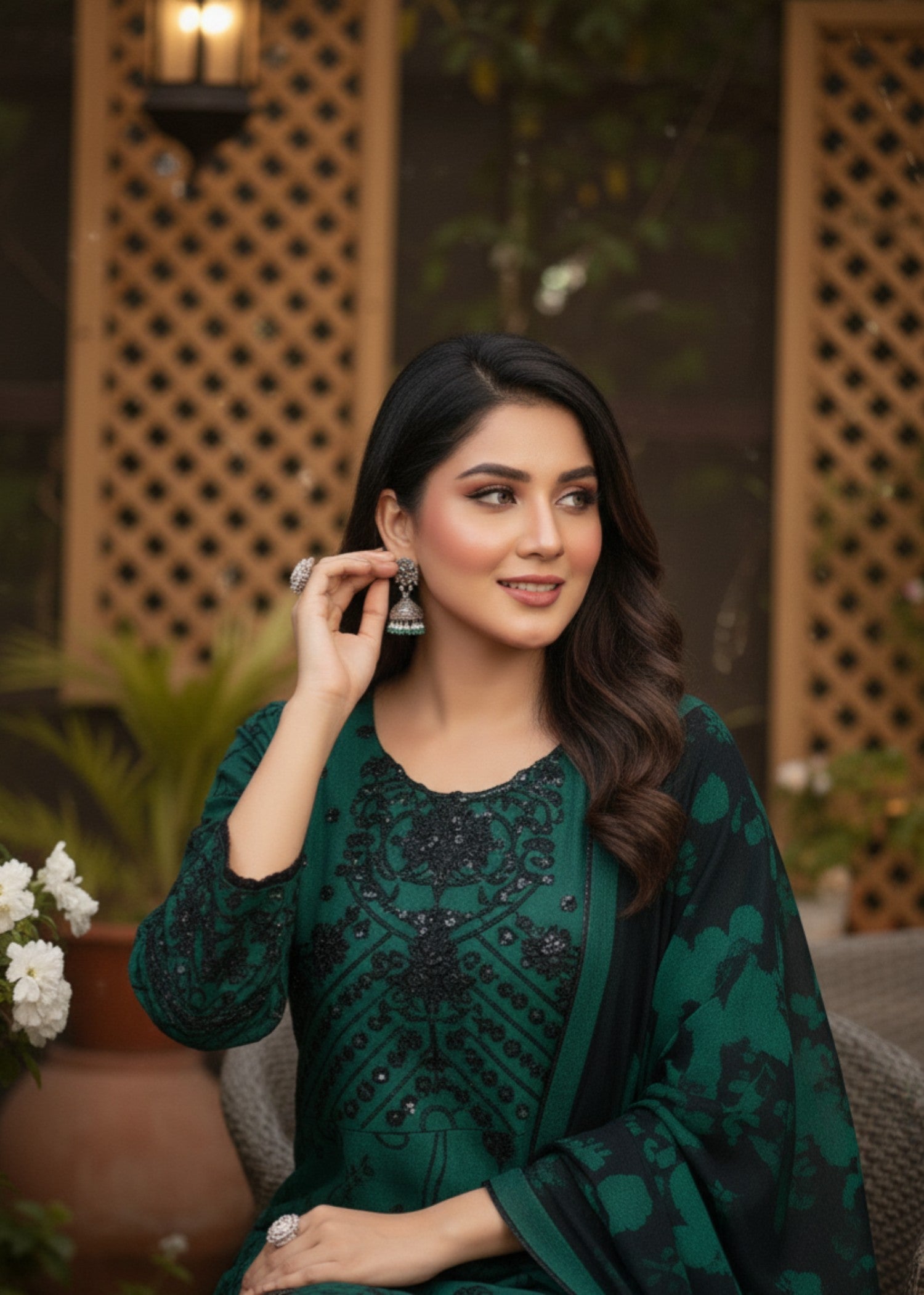 MMG Garments ZAREENAH|BLACK QUOTA ORGANZA EMB FROCK SEA GREEN MMG 896 Women 4pcs