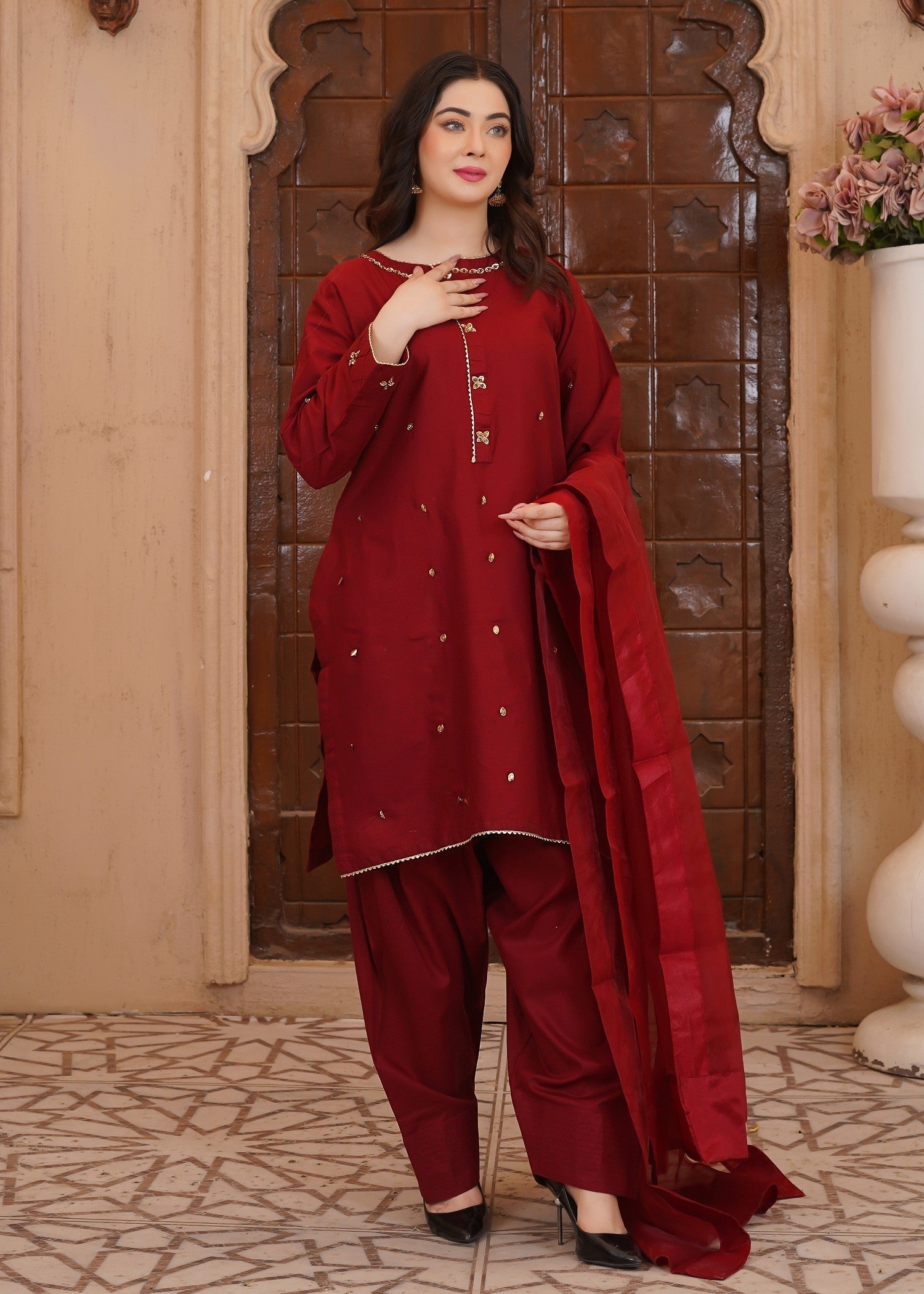 Waniya Awais WAF D12 (Farshi Shalwar) Women 3pcs