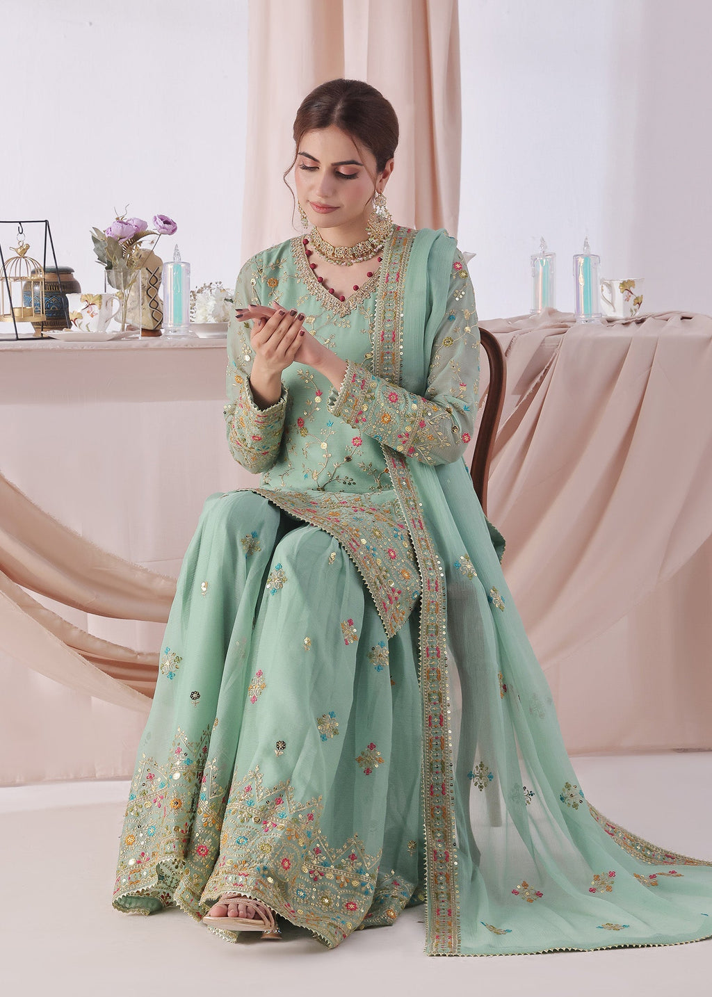 Ayesha Closet SAJJAL AQUA Women 3pcs