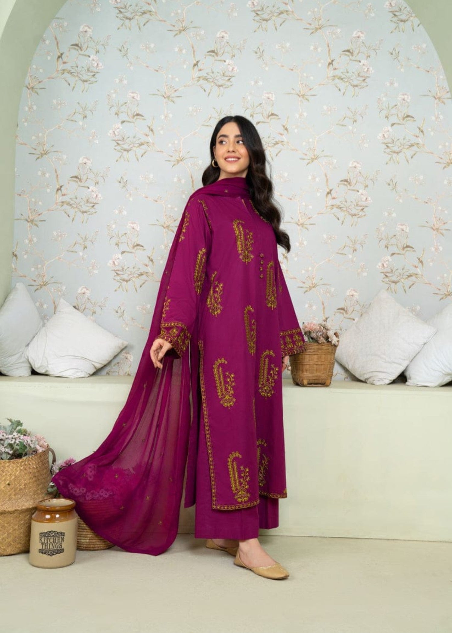 Shehroz Fashion AMBER BLOOM LAWN EMBROIDERY SUIT Women 2pcs